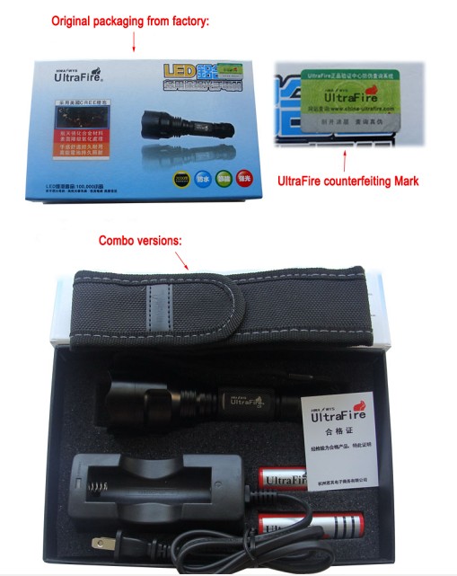 Kit-Ultrafire C8 Q5 5 Mode Cree Led Flashlight with 1300 Lumen